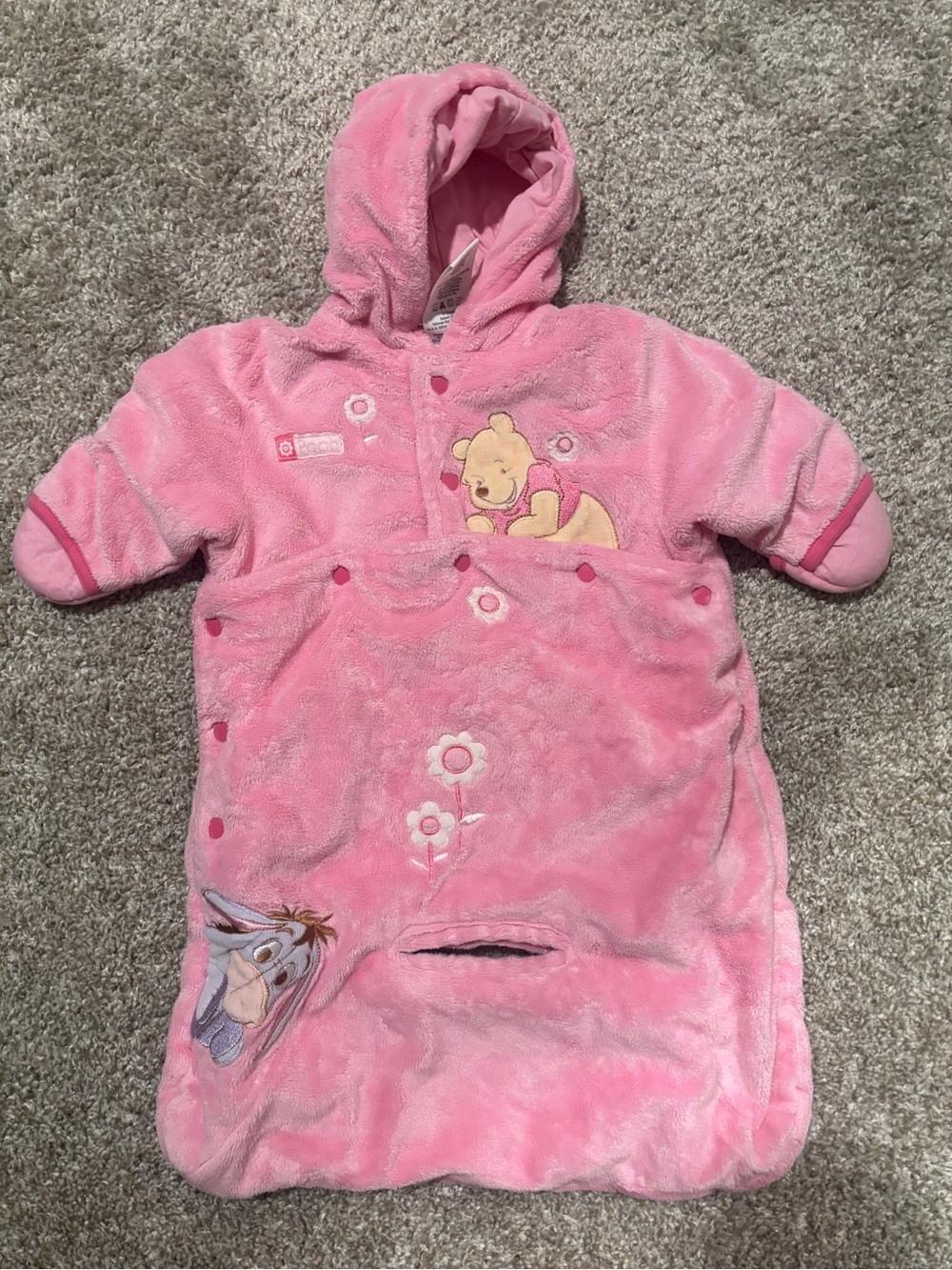 Vintage Disney Pink Hooded Winnie the Pooh & Eeyore Sleep Sack